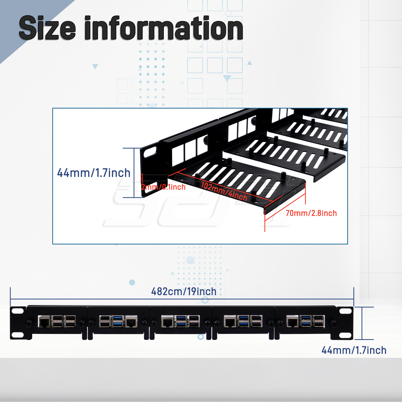 52Pi Removable 1U Rack Mount f - огляд і ціна Raspberry Pi Rackmount 1U 19 Inch